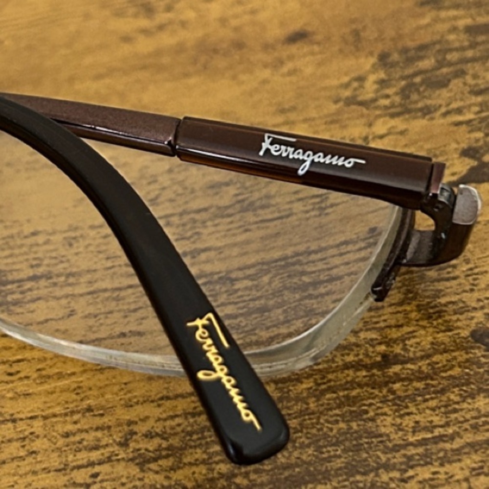 Ferragamo Men's Brown Semi-Rimless Reading Glasses Rx
